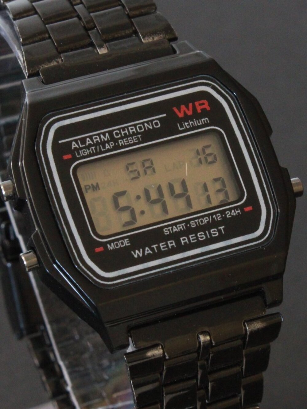 Retro Style Digital Watch Metal Case Bracelet Back light, Stopwatch, Day, Date - Picture 5 of 11